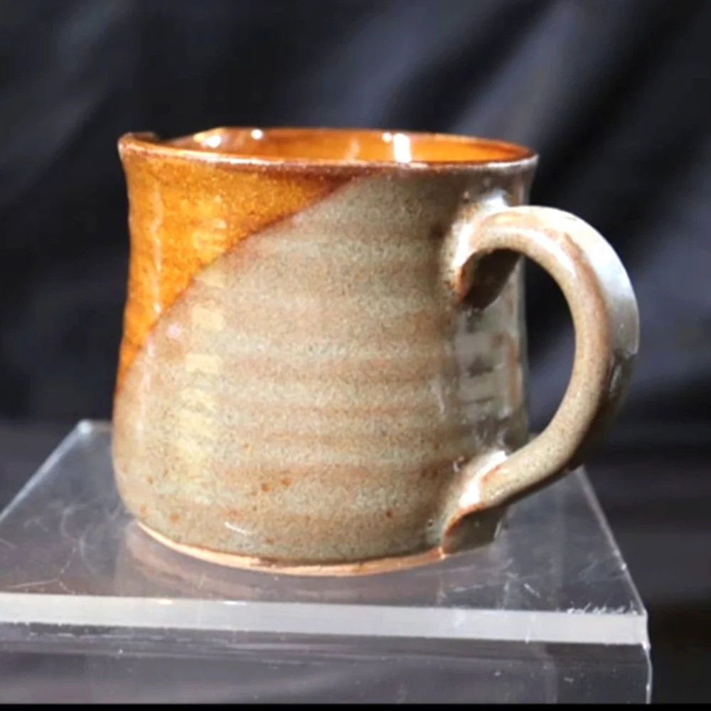 Vintage Japanese Glazed Pottery Creamer Signed 3